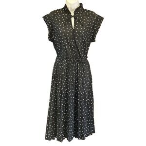 80s KR of NY Pleated Midi Dress Dark Academia Secretary Core